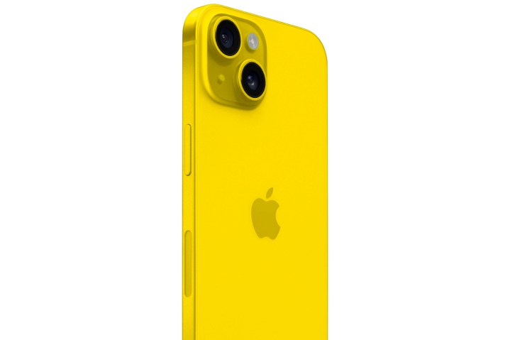 iPhone 15 de couleur jaune.