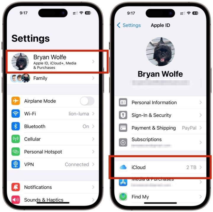 Finding the settings for iCloud on your iPhone under the Settings app