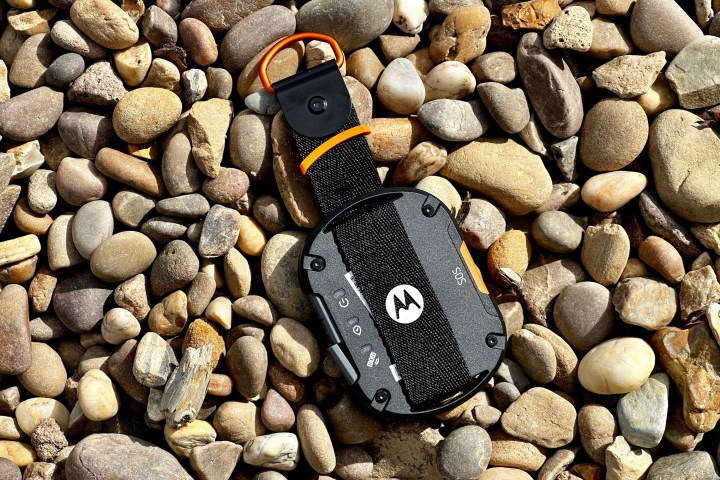 The Motorola Defy on some rocks.