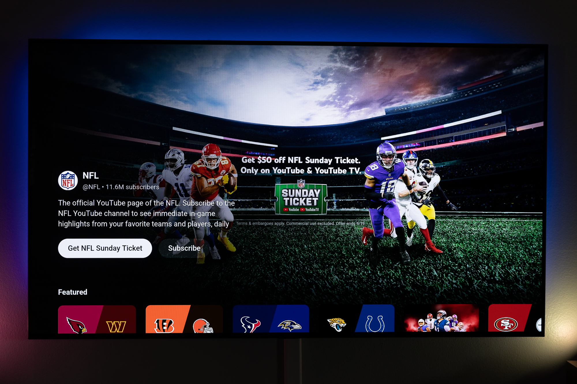 Up to $200 off NFL Sunday Ticket with Purchase of Select TCL TV