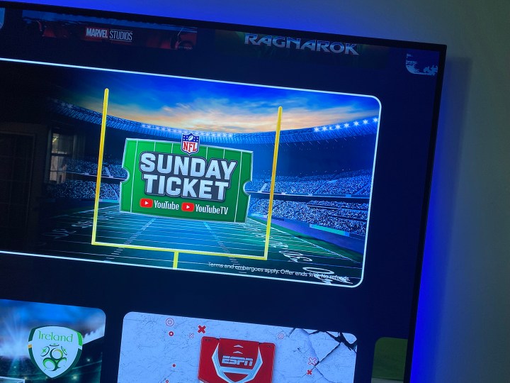 NFL Sunday Ticket on a TV.