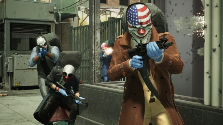 Des hommes masqués tiennent des armes dans Payday 3.