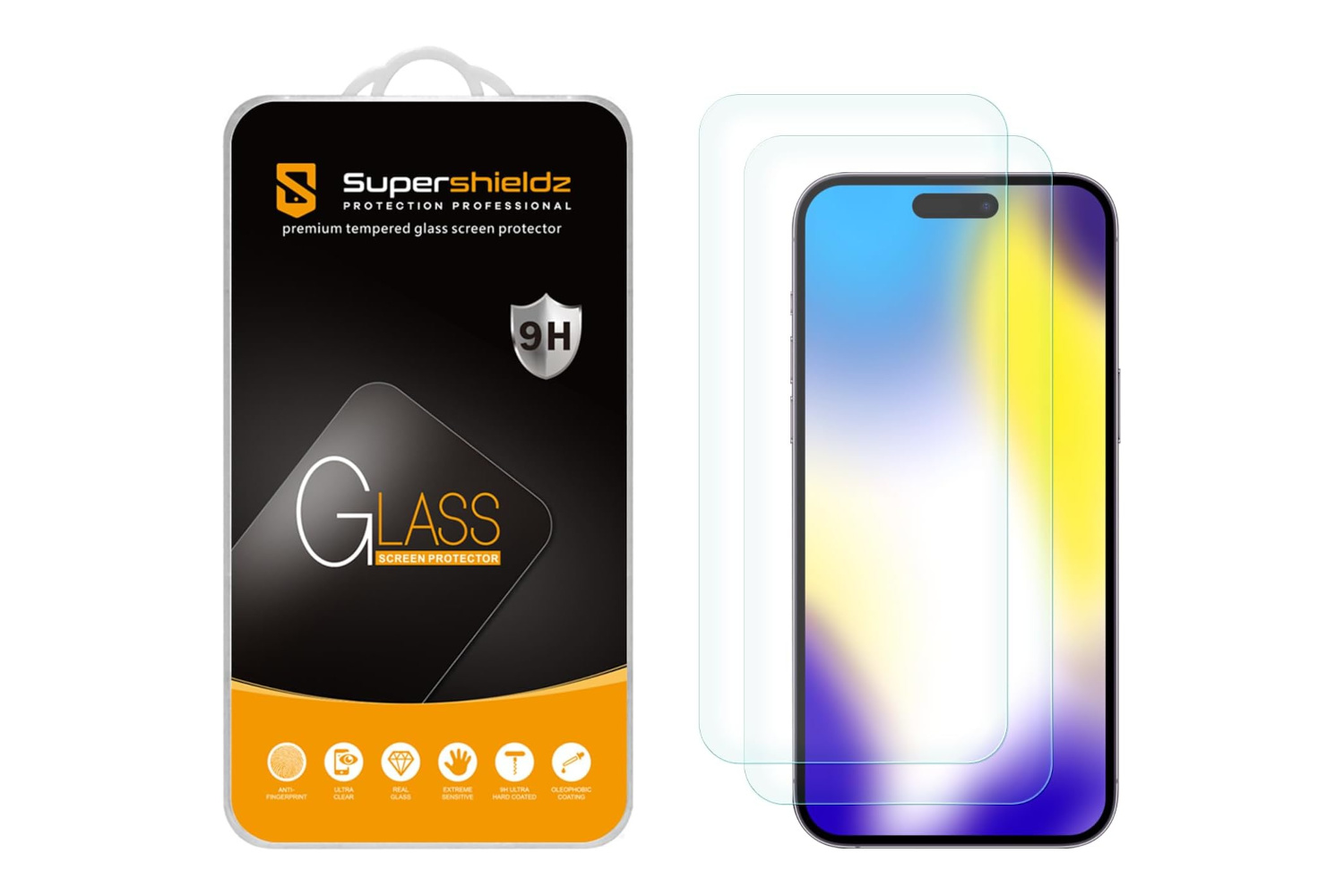 The SuperShieldz screen protectors on a blank background.