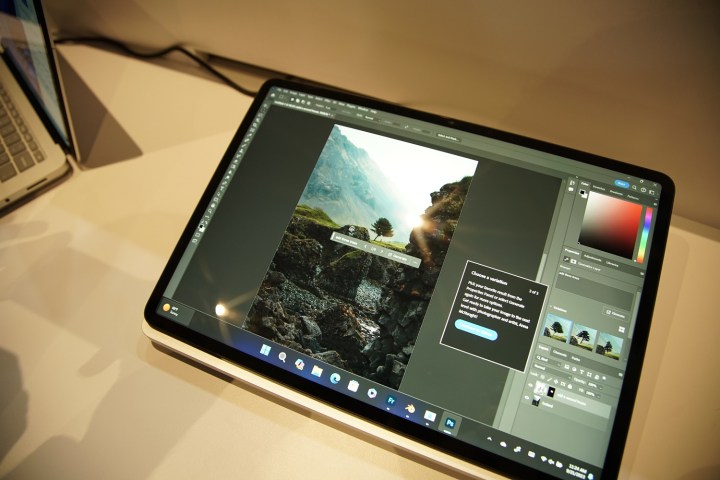 Photoshop running on the Surface Laptop Studio 2.