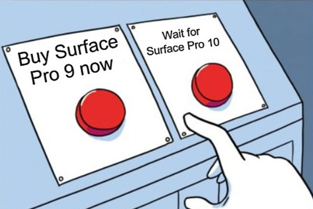 Meme for choosing a button.