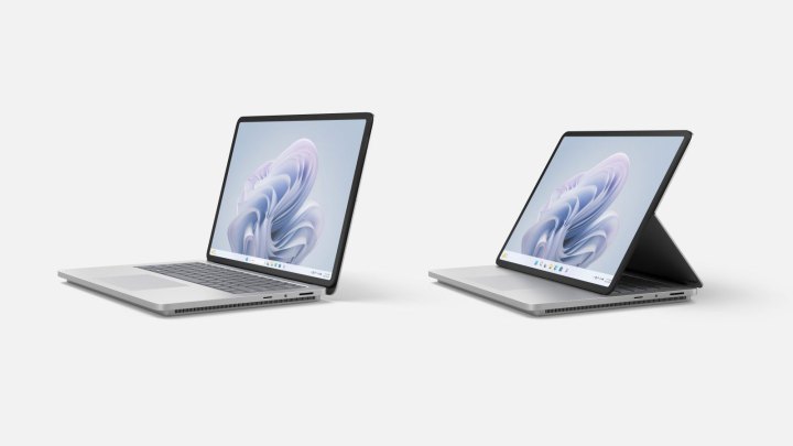 Surface Laptop Studio 2 models in different use modes.