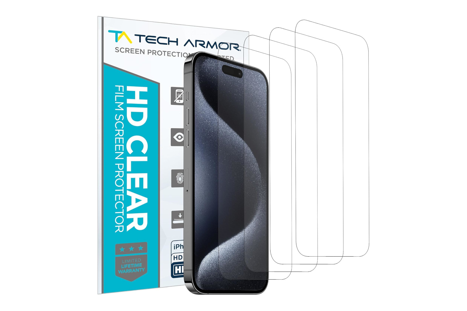 The Tech Armor screen protector on a blank background.