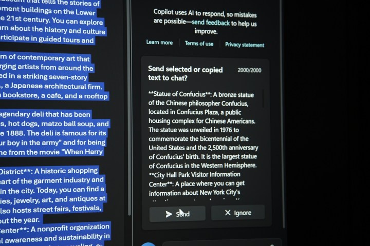 Ένα στιγμιότυπο οθόνης του Microsoft Copilot.