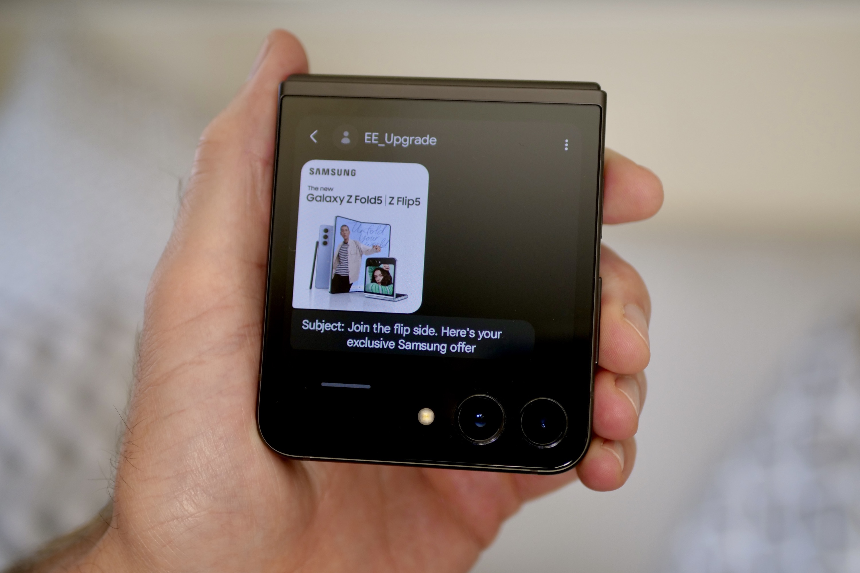 A text message on the Samsung Galaxy Z Flip 5.