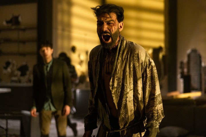 A bloodied Rahul Kohli screams in The Fall of the House of Usher.