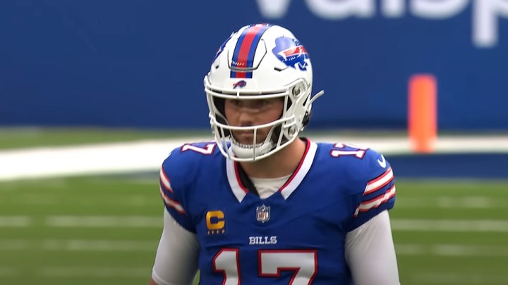 Buffalo Bills quarterback Josh Allen gets ready to play.
