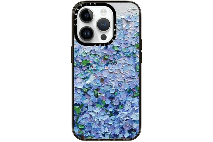 The CASETiFY Compact Case for the iPhone 15 Pro in Nantucket Blue Hydrangeas.