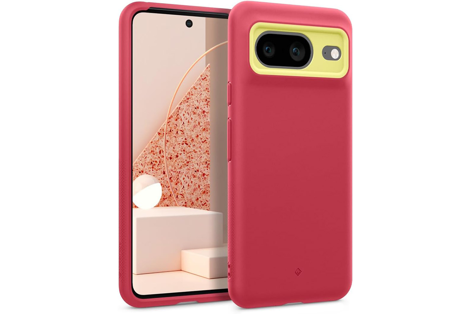 A Caseology Nano Pop case for the Google Pixel 8 in magenta. 