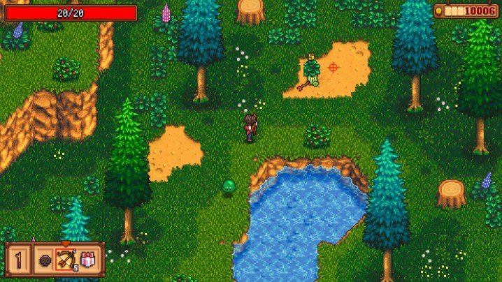A player character exploring the forest in Haunted Chocolatier.
