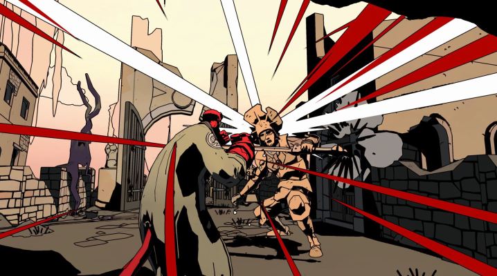 Hellboy punches an enemy in Hellboy: Web of Wyrd.