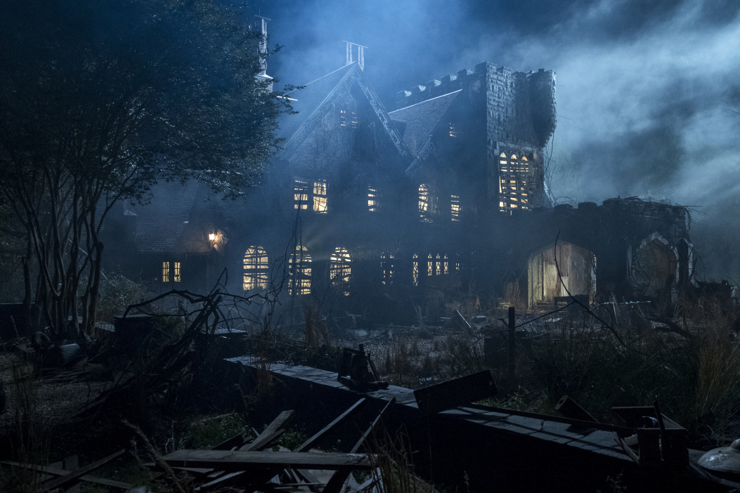 Moonlight shines down on Hill House in Netflix's The Haunting of Hill House.