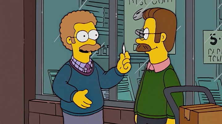 Flanders y su doble canadiense en "Los Simpson".