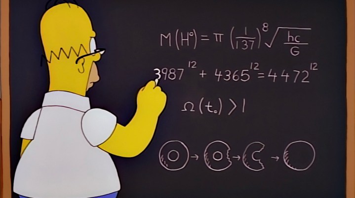 Homero escribiendo en una pizarra en "Los Simpson".