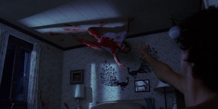Tina rolls around the ceiling when being attacked by Freddy