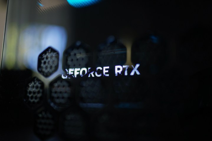 GeForce logo of the graphics card in the Alienware Aurora R16.