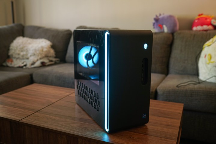 Alienware Aurora R16 sitting on a coffee table.
