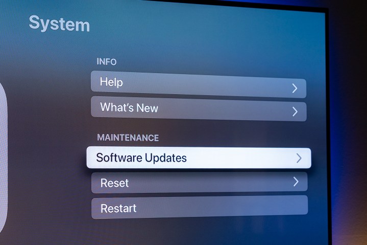 The Software Updates section on Apple TV.