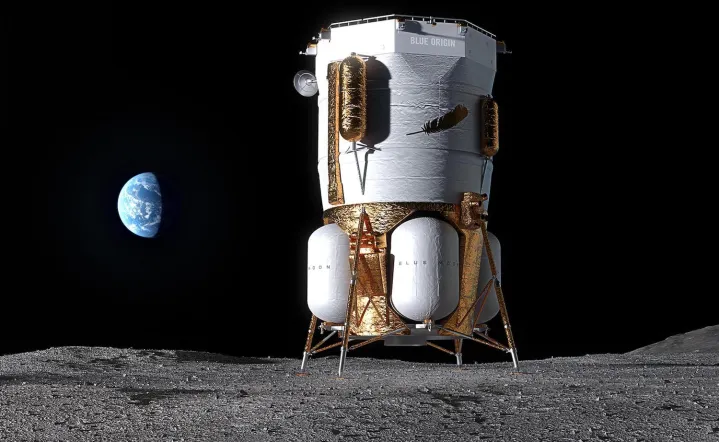 Cómo se vería el módulo de aterrizaje de Blue Origin en la luna.