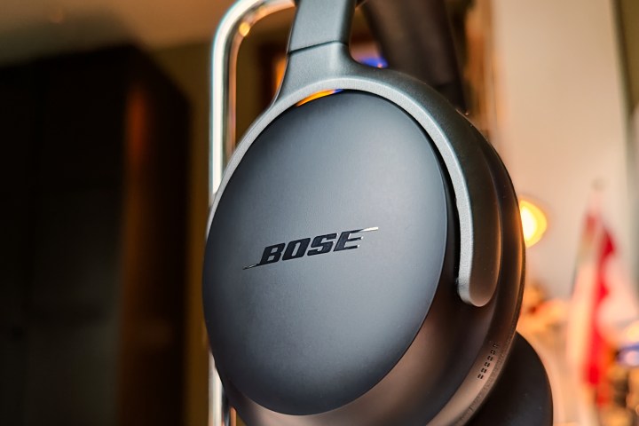 Bose QuietComfort Ultra Headphones: Earcup/logo close-up.