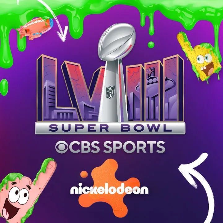 Una imagen promocional del Super Bowl LVIII en Nickelodeon.