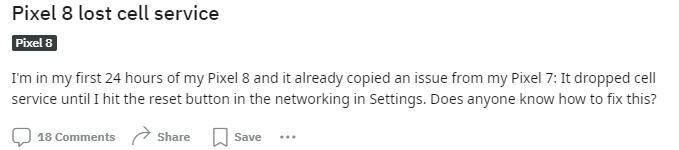 Pixel 8 network issue post 3,