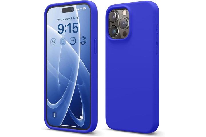  elago Compatible with iPhone 15 Pro Max Case in blue.