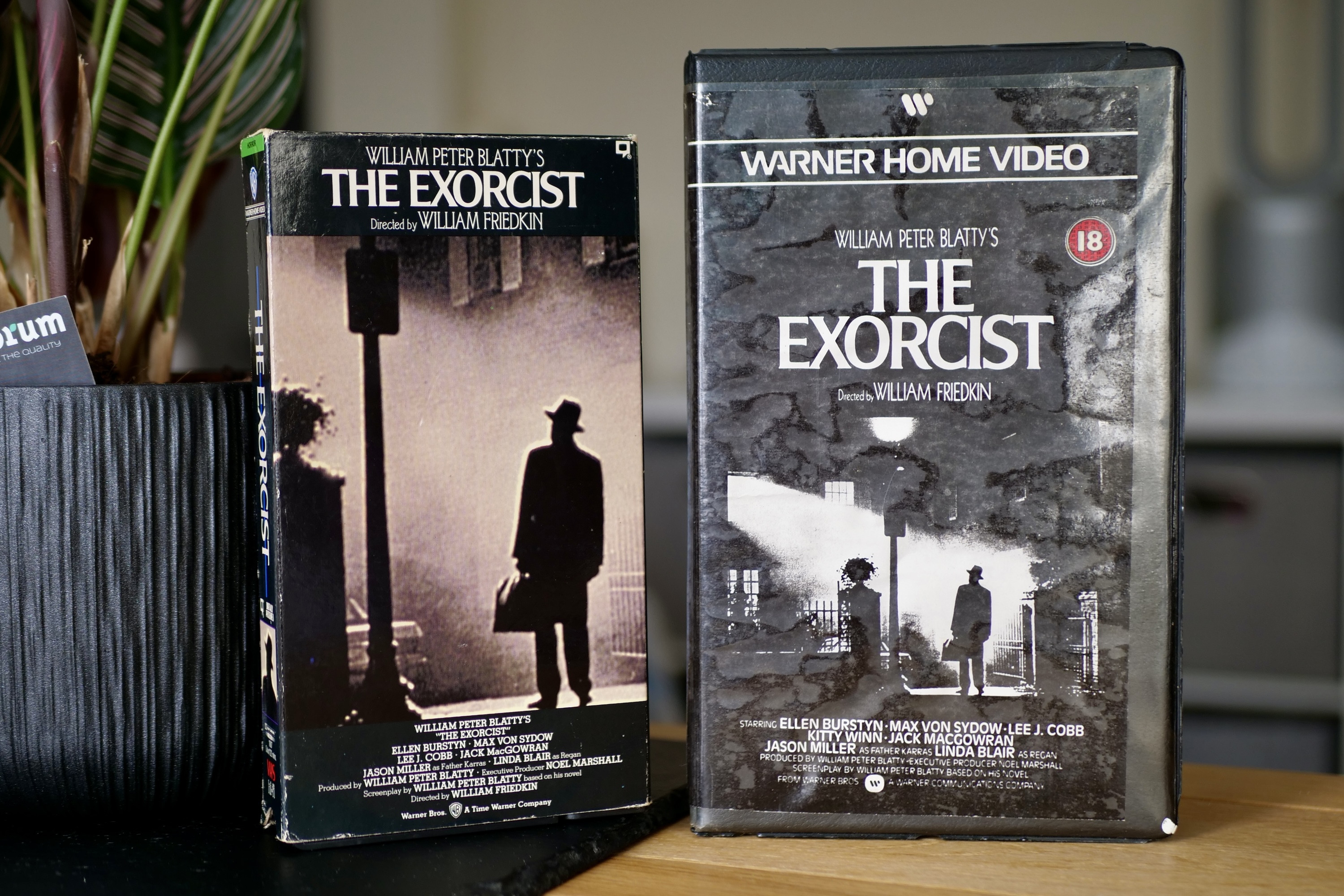 The front covers of Exorcist VHS boxes.