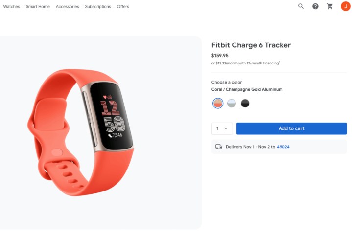 The Fitbit Charge 6 on the Google Store.
