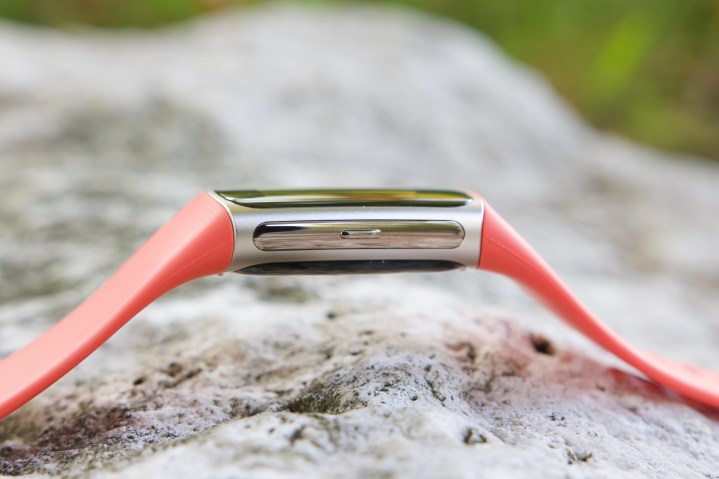 The side of the Fitbit Charge 6, showing its button.