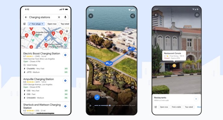 Screenshots showing off new features for Google Maps.