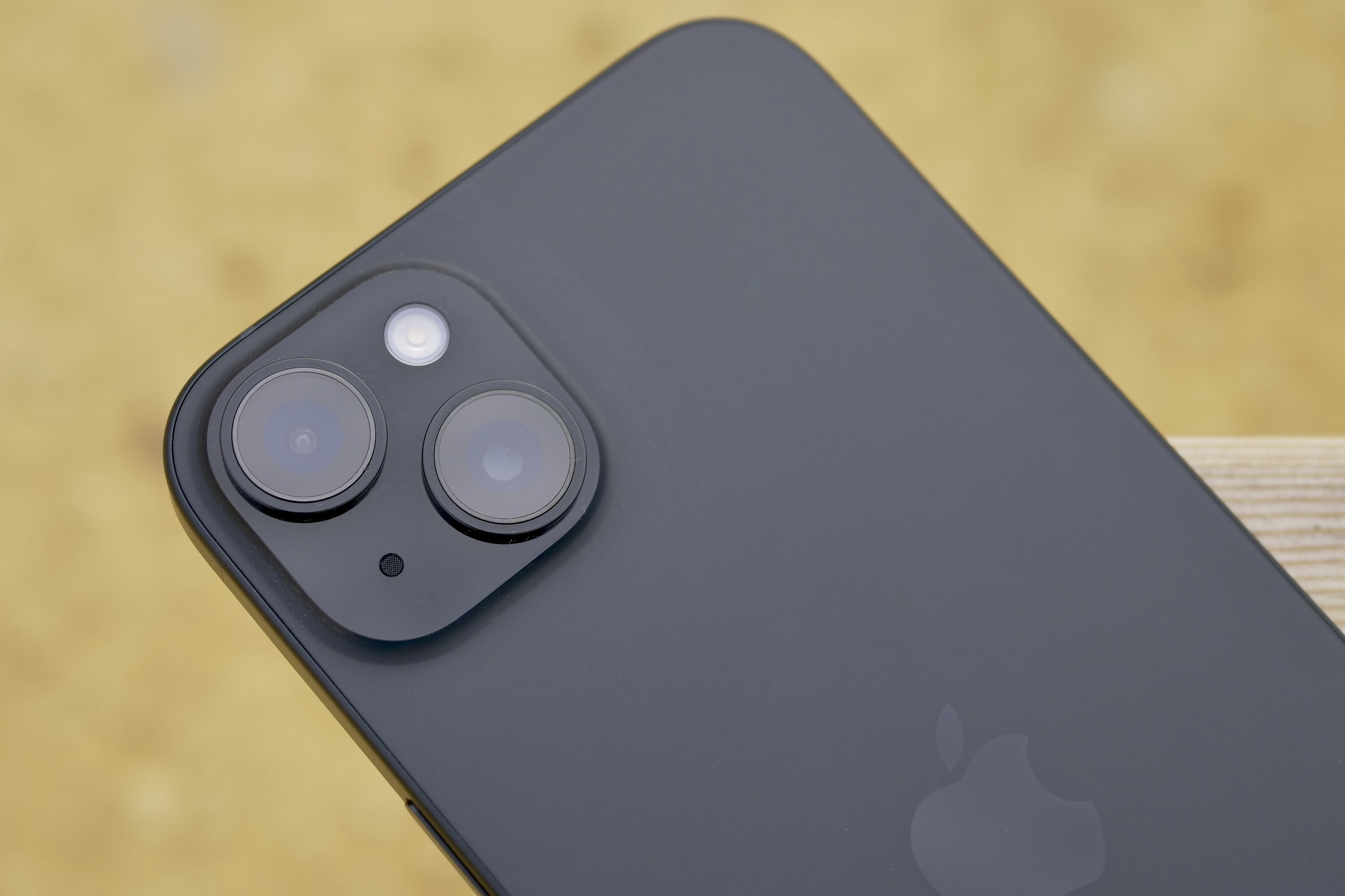 The Apple iPhone 15 Plus's camera lenses.