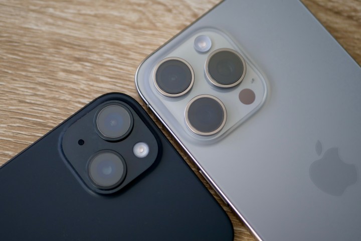 The Apple iPhone 15 Plus and Apple iPhone 15 Pro Max's camera modules.