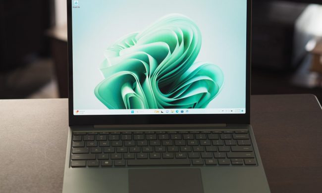 Microsoft Surface Laptop Go 3 front view showing display and keyboard.