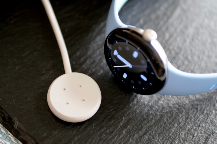 The Google Pixel Watch 2's charging puck.