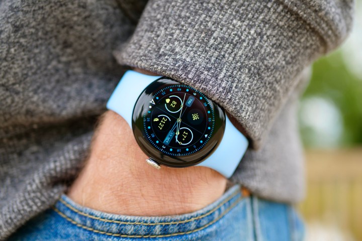 A person wearing the Google Pixel Watch 2.