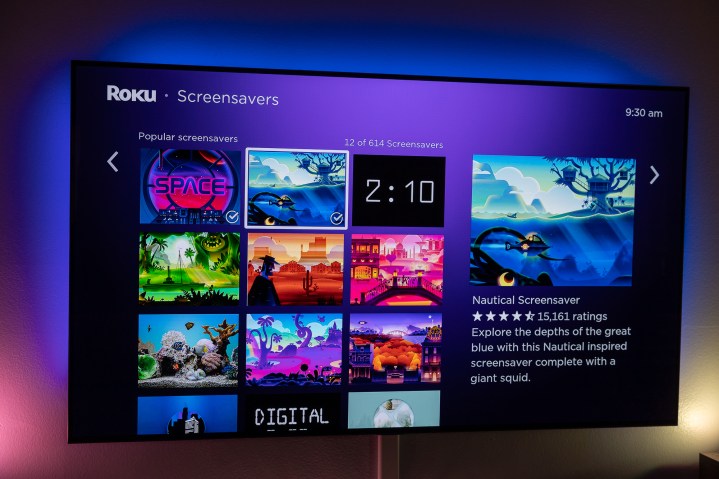 Roku screensaver options as seen on a TV.