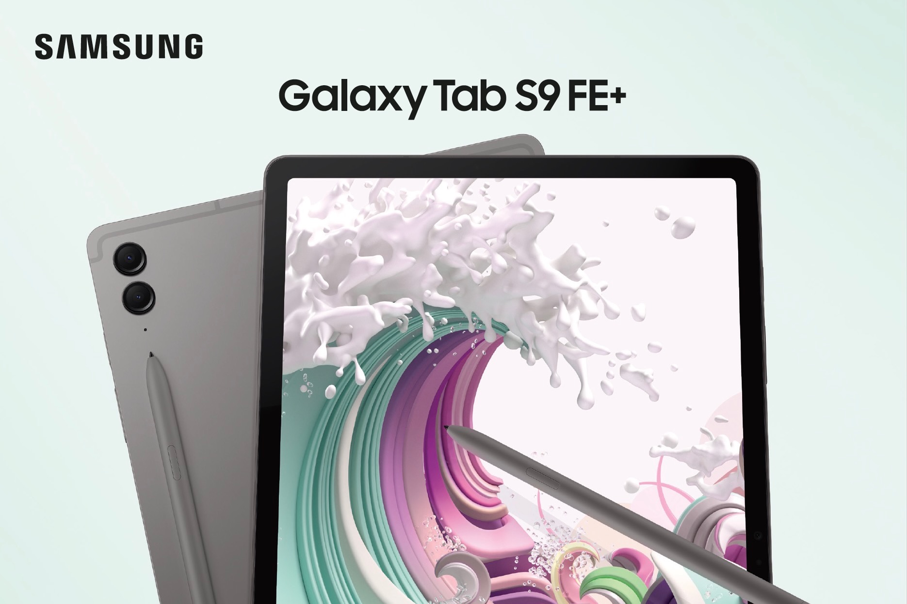 Un anuncio que muestra la Samsung Tab S9 FE +.