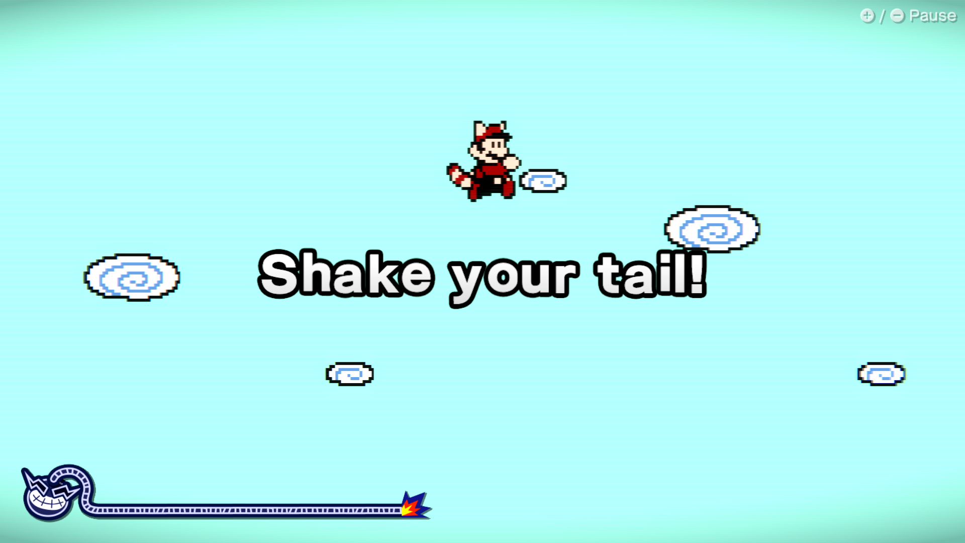 Mario flies through the air in WarioWare: Move It!