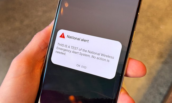 Wireless Emergency Alert System message on a phone.