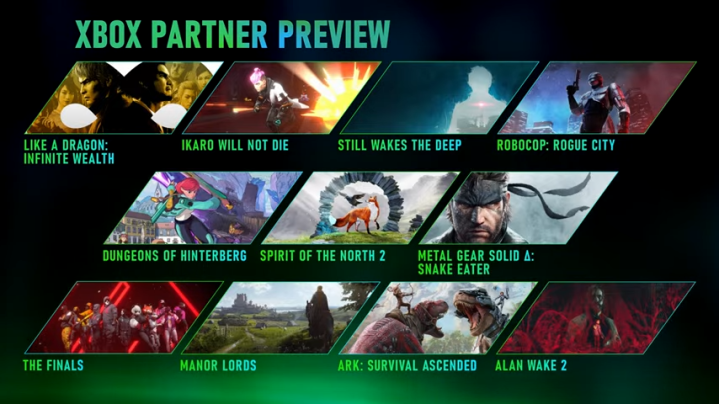 A graphic shows off all games shown in an Xbox showcase.