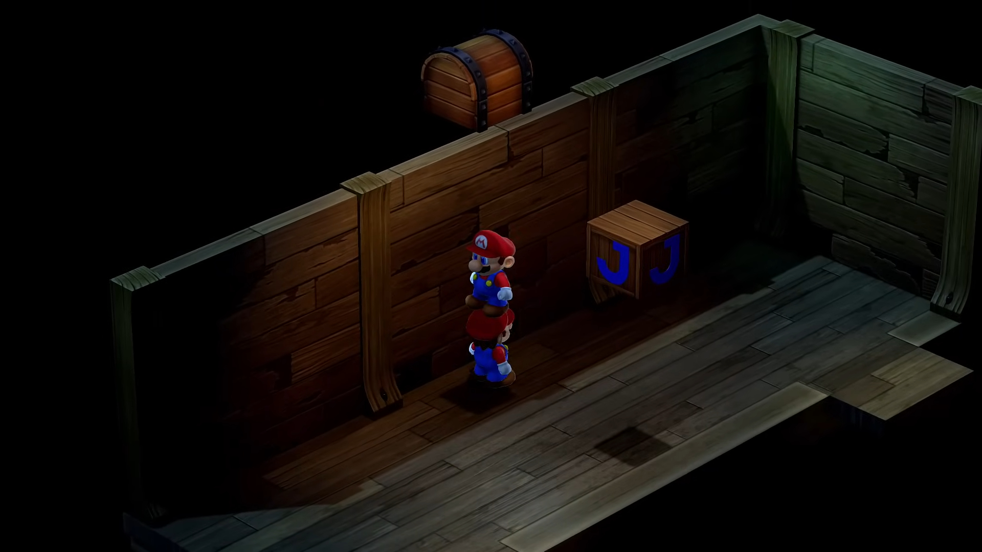 Mario standing on a clone's head.