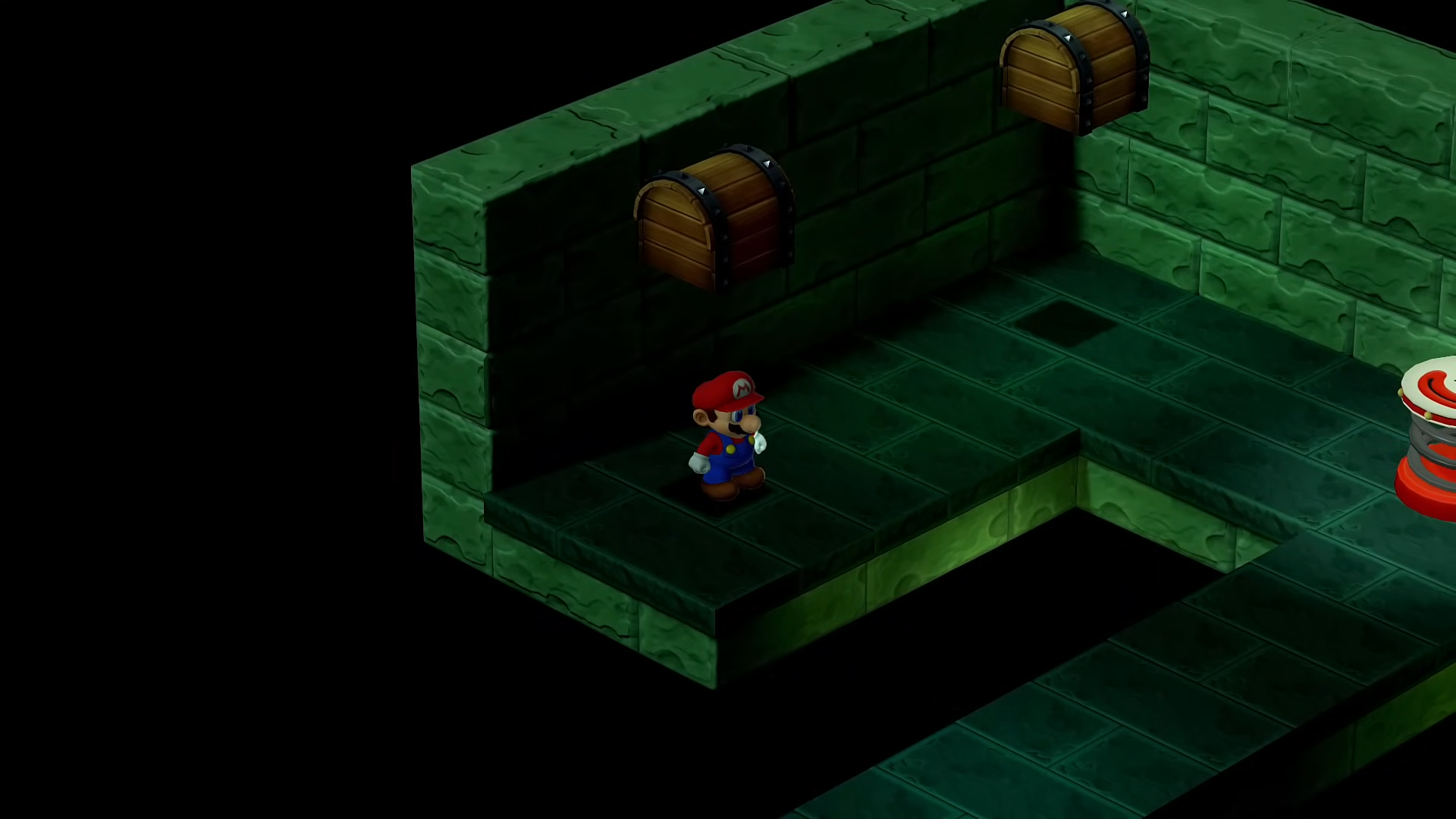 Mario in a green sewer.