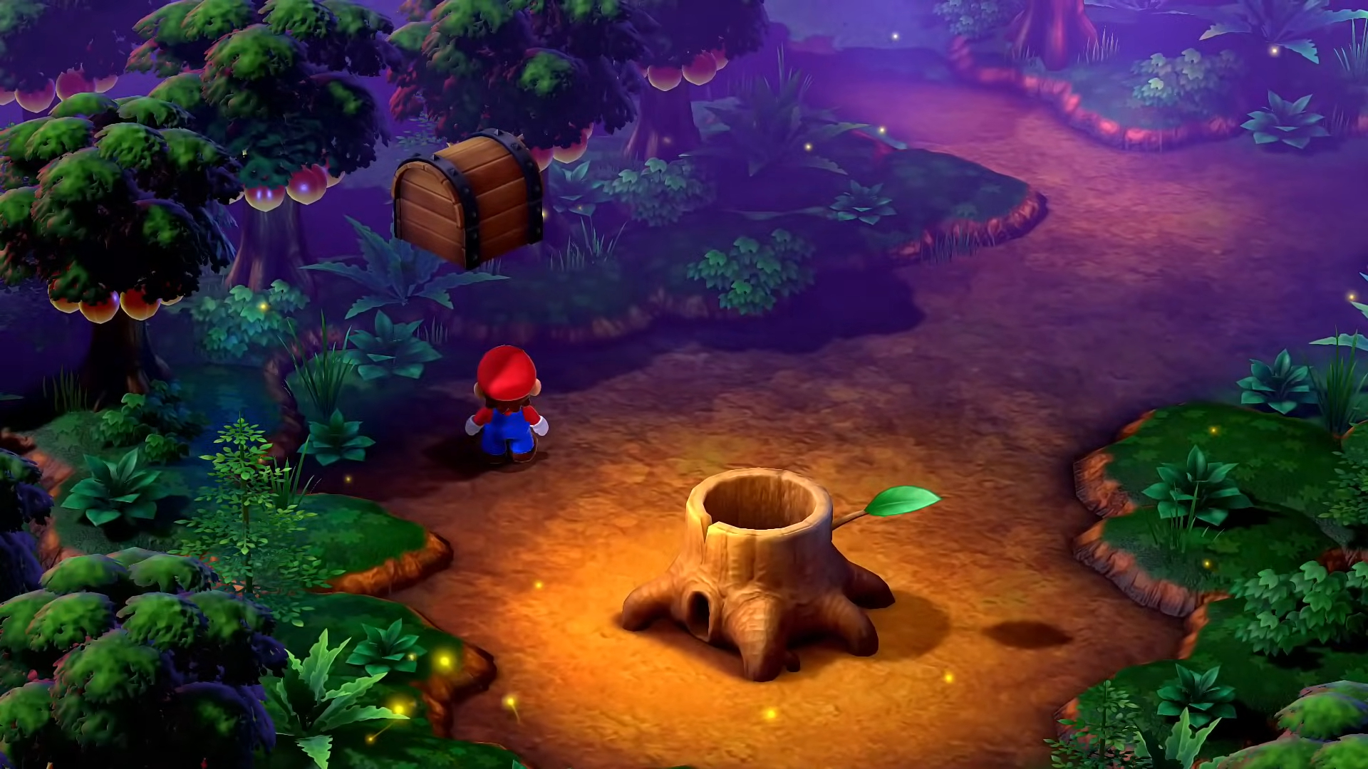 Mario near a stump.