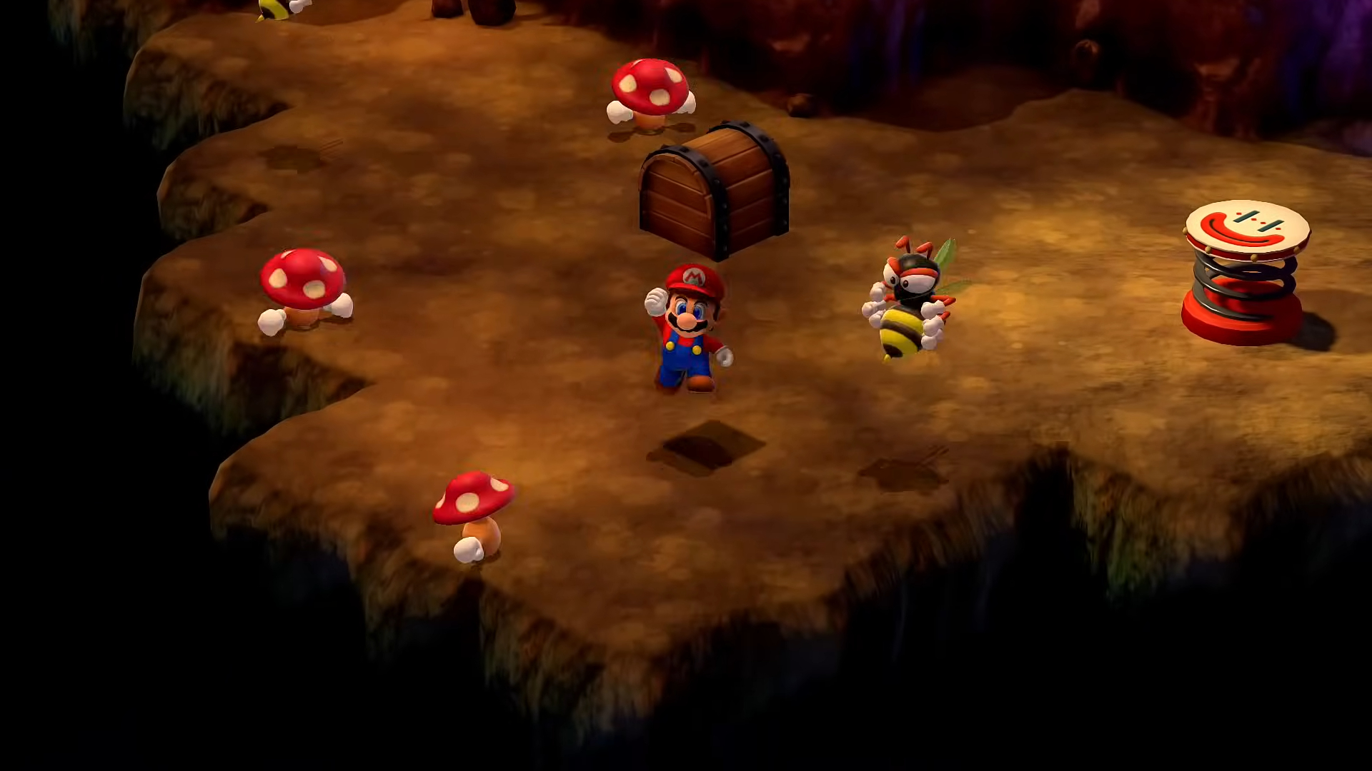 Mario in a cave with a wasp.