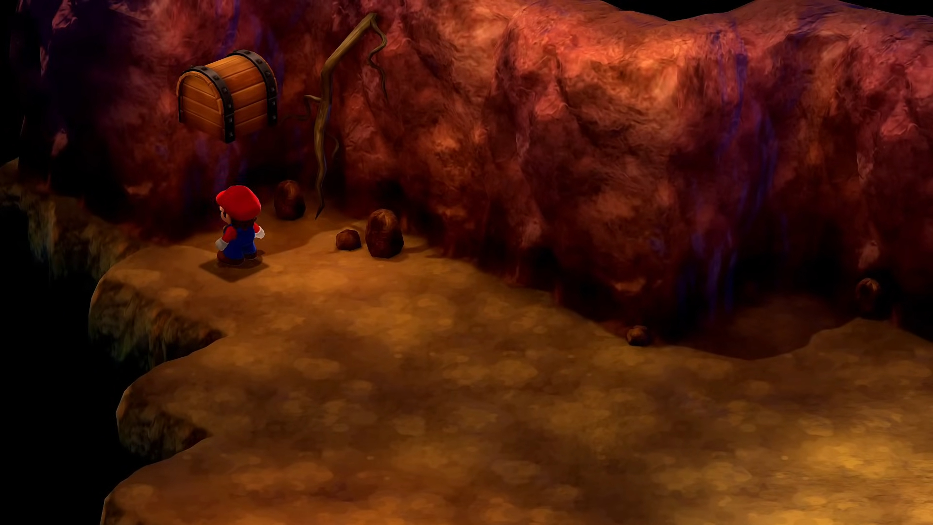 Mario in a cave.